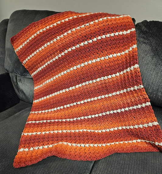 Hot Sauce & Pearl Fleck Crochet Lapghan