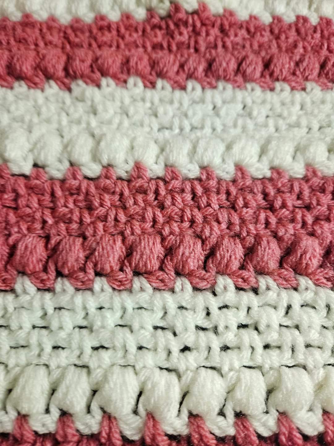 Rose Pink & White Bobble Throw Blanket