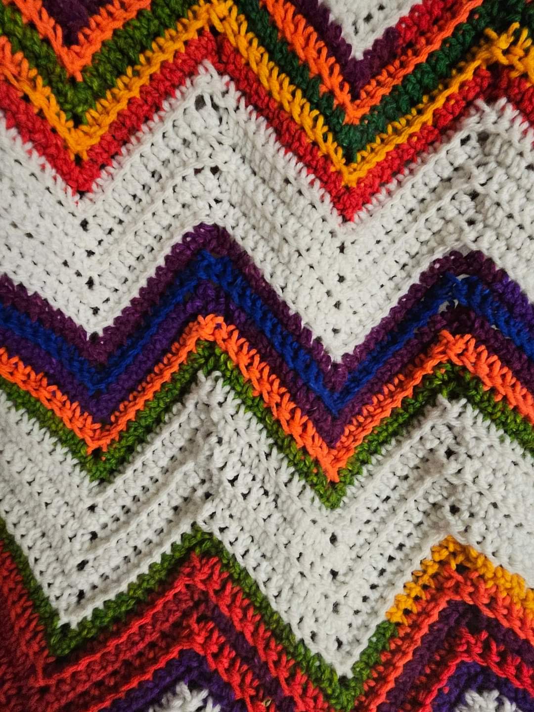 Rainbow Ripple Crochet Throw Blanket