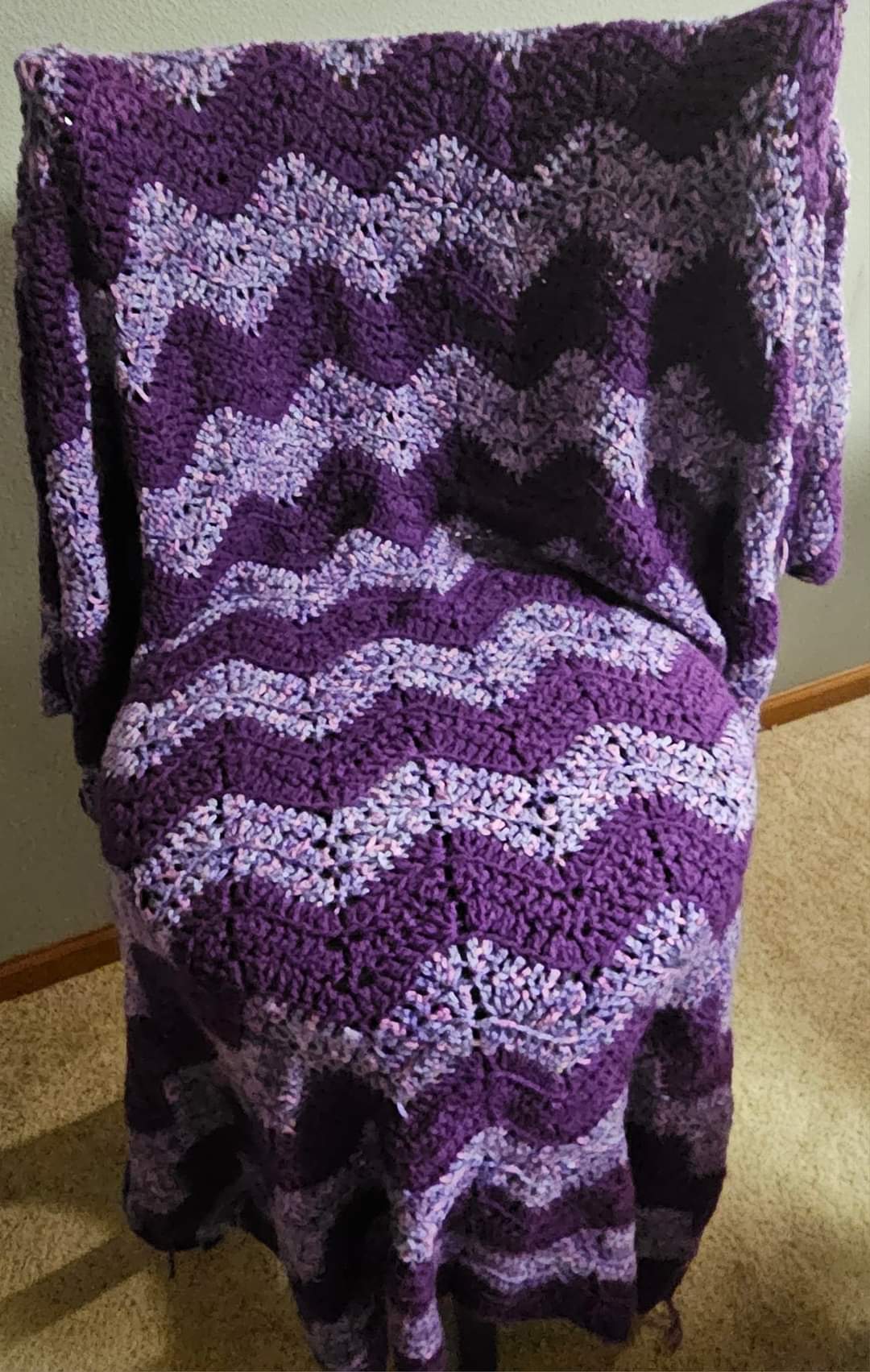 Dark Orchid & Plummy Crochet Throw Blanket