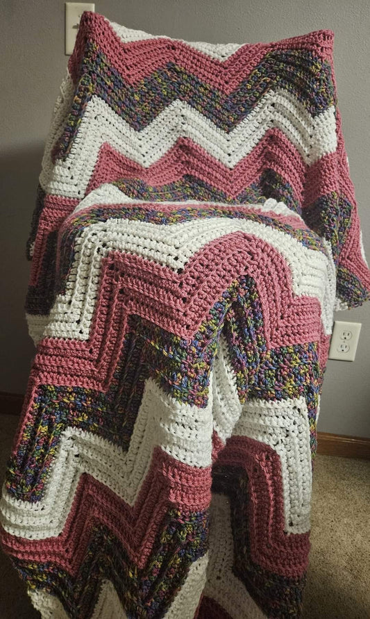 Artist Print Ripple Crochet Throw Blanket