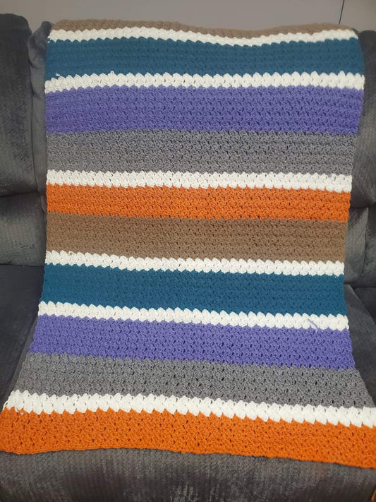 Stripes Throw Crochet Blanket