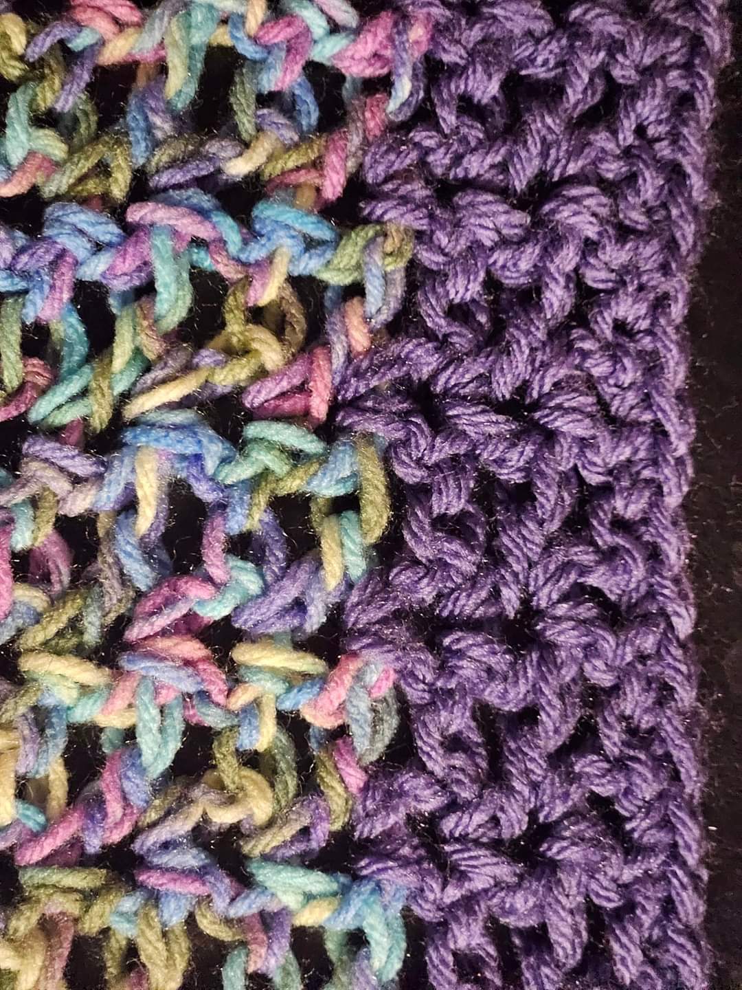 Artist Crochet Throw Blanket with Dark Orchid Border